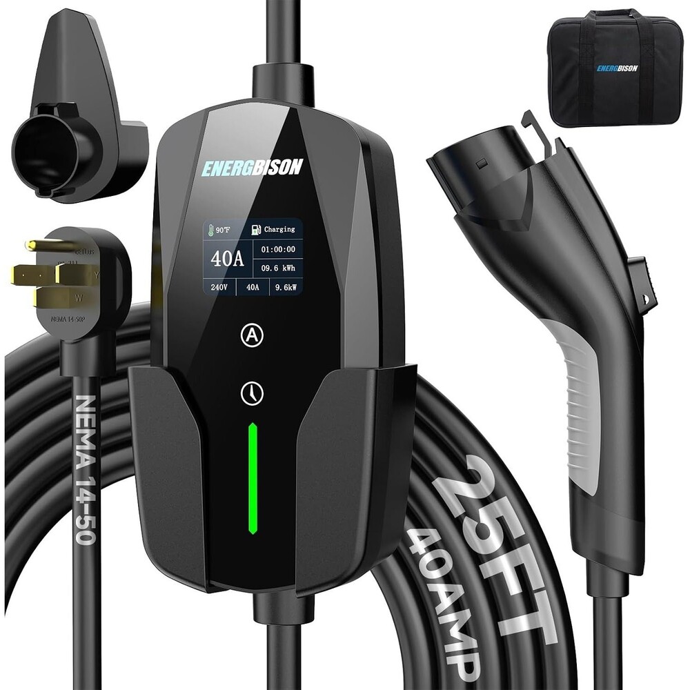 Level 2 EV Charger, 40A/9.6KW Electric Vehicle Portable Charger with 25FT Cable